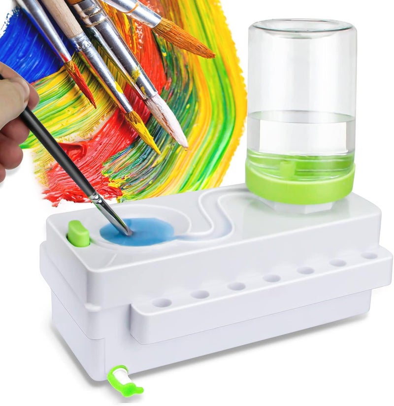 Kardeep Paint Brush Cleaner, Painting Station with Drain and Brush Holder, Strengthen Water Recycling Brush Rinser, Paint Brush Cleaner Tool for Acrylic, Watercolor and Water-Based Painting Supplies, Green - Image 1